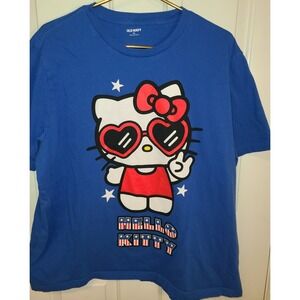 Patriotic Red White Blue Hello Kitty T Shirt By Sanrio Womens 2XL USA Stars